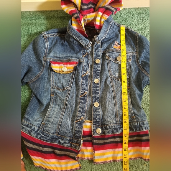 Rocawear Jean Jacket with Multicolored Hood Size XL - Picture 6 of 8